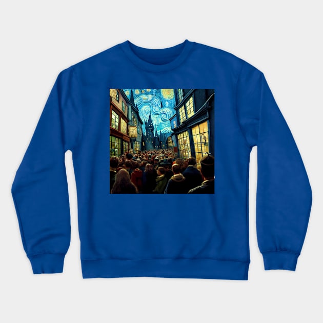 Starry Night in Diagon Alley Crewneck Sweatshirt by Grassroots Green